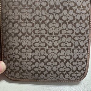 Coach Cocoa Brown Signature Logo C Canvas & Leather CD Case